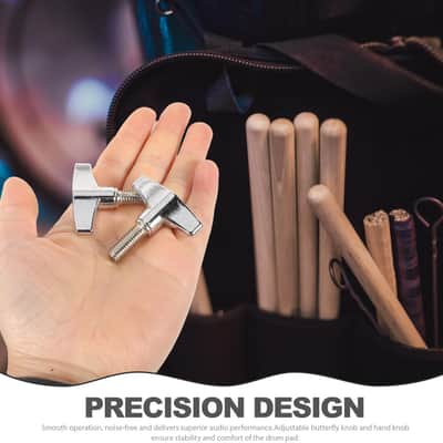 Drum Rack Accessories 4Pcs Metal Cymbal Stand Wing Screws and Knobs Adjustable Drum Hardware for Repair and Assembly Silver 1.61X1.57 Inch image 5
