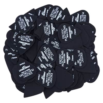 Exotic Plectrums Delrin Black Guitar Or Bass Pick - 0.73 mm Medium Gauge - Premium Made In USA - Extra Sharp 351 Precision Tip Shape - 50 Pack image 2