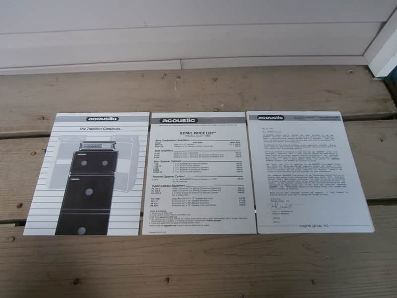 Vintage 1985 Acoustic Amplifier Catalog, Price List, and Dealer Letter! Rare, Original Case Candy! image 1