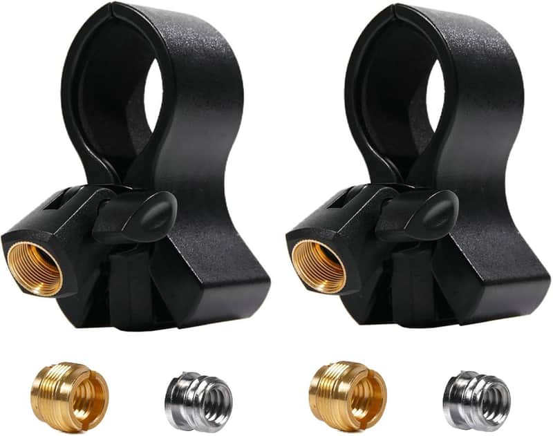 2pcs Large Microphone Clip, Adjustable Mic Holder for Microphones with Outer Diameter Range 1.26" from 2.3", with 5/8" Male to 3/8 to1/4" Female Screw Adapter(Black) Mic clip holder for stand image 1