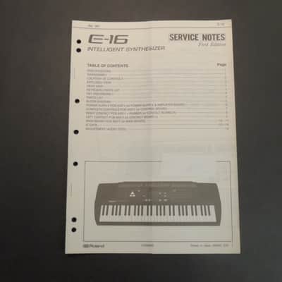 Roland E-16 Service Notes [Three Wave Music] image 1