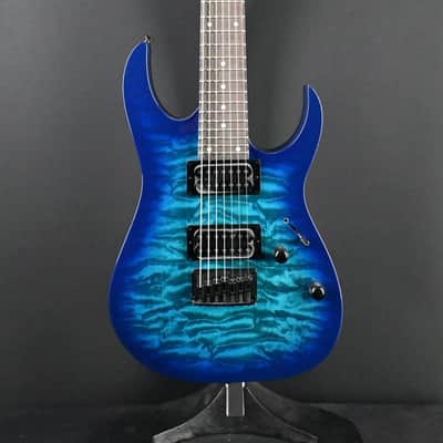 Ibanez GRG7221QA-TBB Transparent Blue Burst 7-String #162 image 2