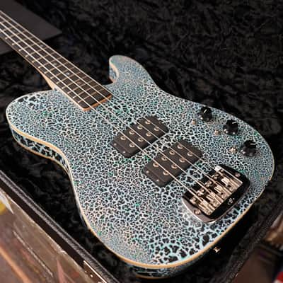 G&L USA Custom Shop ASAT Bass Black Crinkle Over Himalayan Blue 4-String Electric Bass Guitar w/ Black Tolex Case (2025) image 7