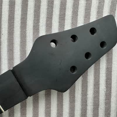 MOSES GRAPHITE 24-fret custom-application COMPOSITE guitar neck, 25-1/2" scale, SIDE DOTS only, TILTBACK 3+3 headstock, FENDER Stratocaster shaped heel, with size # 8-32 threaded insert installation kit image 4