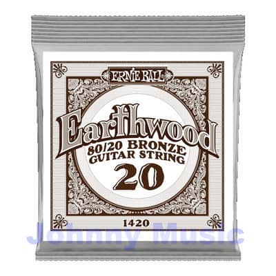 .020" Earthwood 80/20 Bronze-Wnd Over Brass-Pltd Hi-Carbon Steel Hex-Core Acous-Guitar Single String image 1