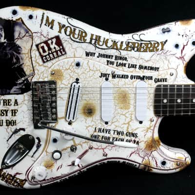 Custom Crackle Painted and Upgraded Fender Squier Strat With Graphics and Matching Headstock image 2