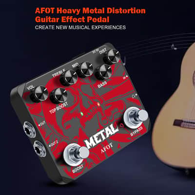 AFOT Heavy Metal Distortion Guitar Pedal, Realize the Sounds of Metal, Rock and Punk, Muff Top Boost Distortion Guitar Effect Pedal with 80s or 90s Metal Sounds and Earphone Useable Output Ture Bypass image 2