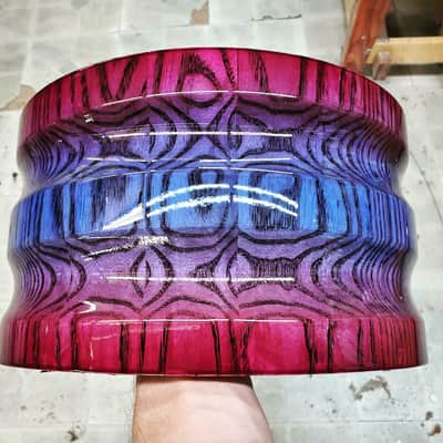 HHG Drums  PRE SALE 13x7 Contoured White Ash Stave Snare  2020 Blue Raspberry High Gloss Burst Lacqu image 1