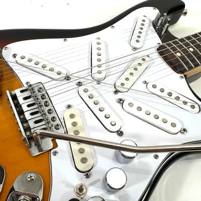 Awesomesauceguitars weirdo 14 string drone guitar with 8 pickups strat partscaster experimental noise guitar The Hot Mess 2025 - Sunburst image 5
