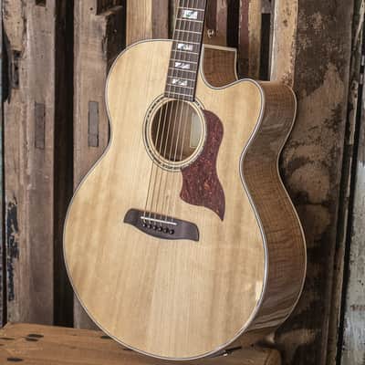 Sawtooth Solid Spruce Top Jumbo Cutaway 6 String Acoustic Electric Guitar with Flame Maple Back and Sides image 2