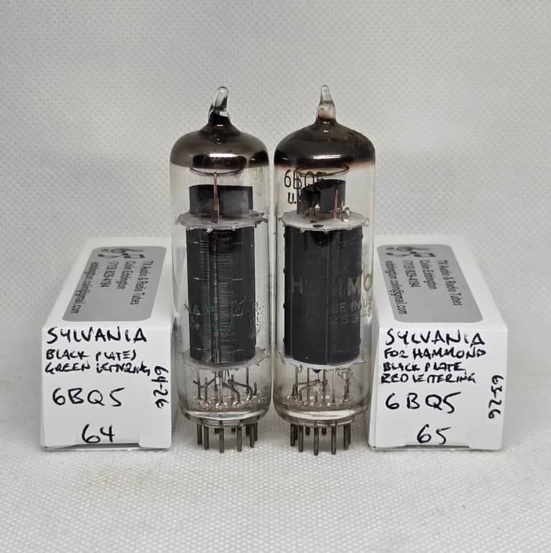 Sylvania 6BQ5 Black Plate Almost Perfectly Matched (1.6%) Pair NOS EL84 image 1