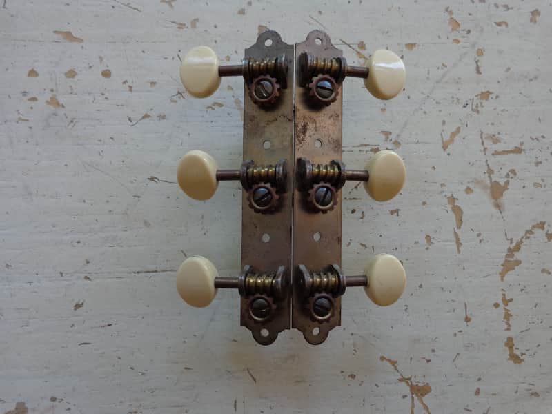 Vintage 1950 's Waverly 3X3 Guitar Tuners - Harmony - Silvertone - Kay Strip Tuning Pegs image 1