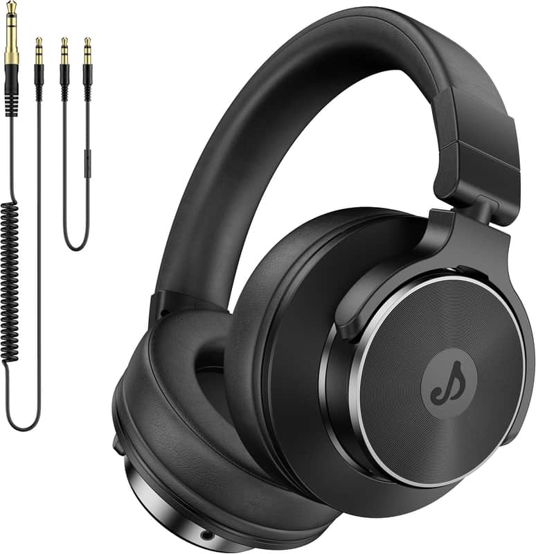 Wired Over Ear Headphones, Studio Monitor & Mixing DJ Headphones with 50mm Neodymium Drivers and 1/4 to 3.5mm Jack for Guitar AMP Podcast Piano Keyboard (Black) image 1