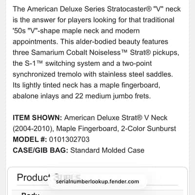 Fender American Deluxe Stratocaster V-Neck with Maple Fretboard 2004 - 2010 - 2-Color Sunburst image 9