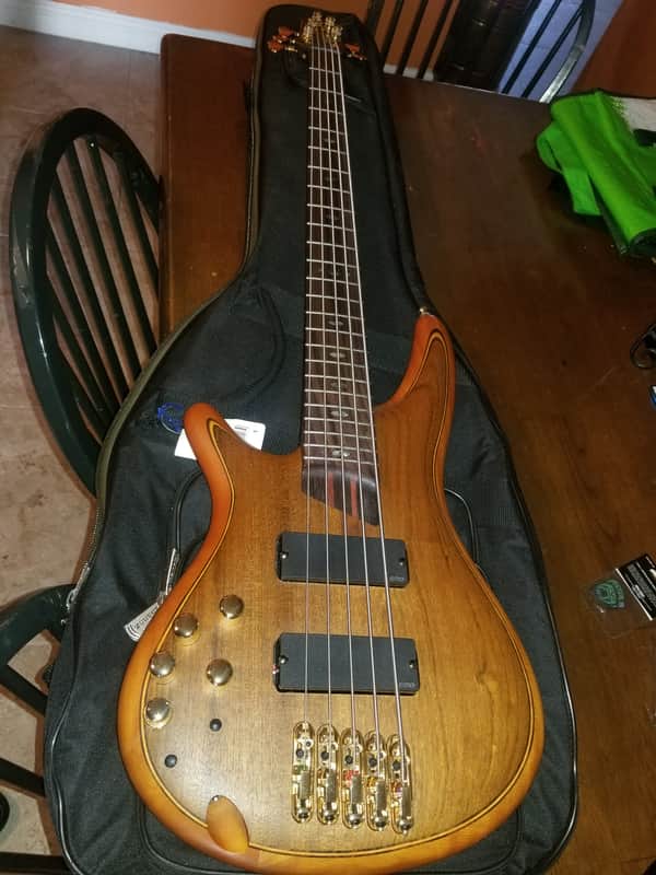 Ibanez SR1200E-VNF Premium 5-String Bass Left Handed 2010s Vintage Natural Flat image 1