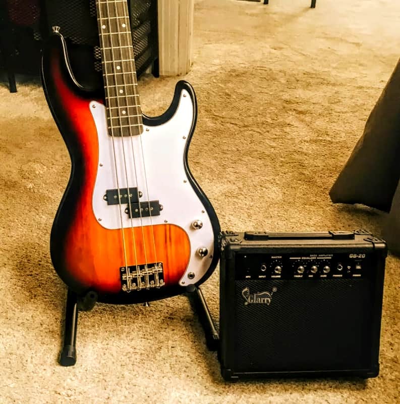🎸+Amp! Glarry P Style Electric Bass Guitar +Rosewood Fretboard +Soft Case/Gig Bag +Strap +Cable +Pick!🎸 image 1