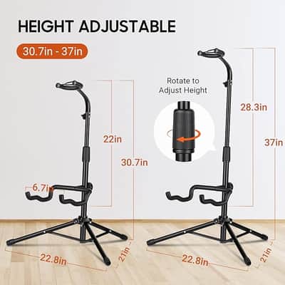 Guitar Stand Floor - Folding Universal Guitar Holder for Acoustic Electric Guitars Bass Guitar (Black) image 6