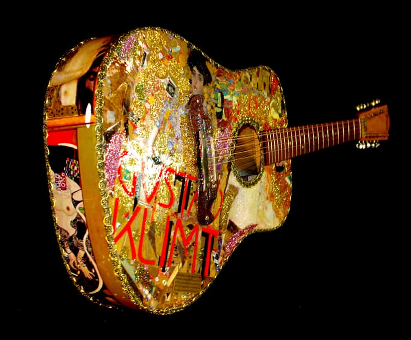 Framus 12 String Acoustic. klimt Art by El Daga 2005 Collage Goldtone.  Collectible. Only 1. RARE. image 1