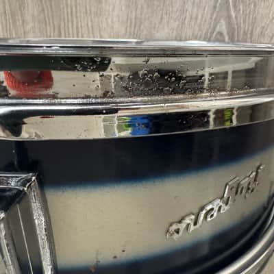Rogers 1960s Cleveland Tag Covington Era Luxor Snare Drum 5x14 Blue And Silver Duco Multi Color image 3