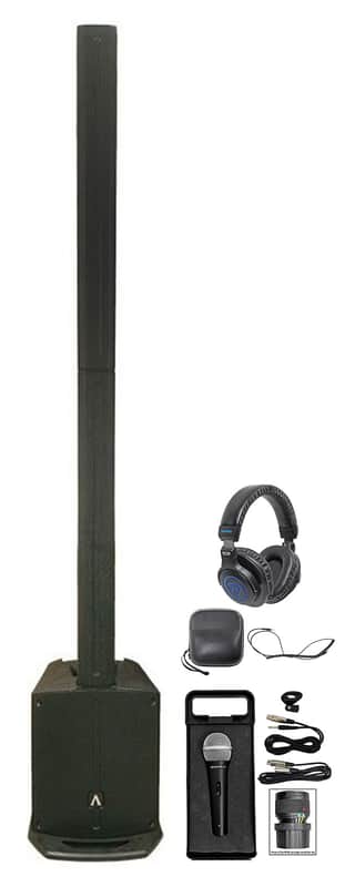 Avante Audio ADJ AS8 ACDC 1000W Powered PA System Column Speaker+Headphones+Mic image 1