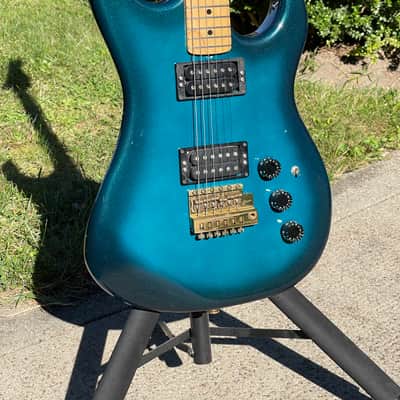 1981 Kramer Blue Sunburst Strat Head Pacer with the original HSC and paperwork image 2