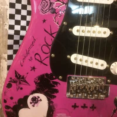 Jaxville ST1PPPK Pink Stratocaster Style Guitar SSS Set-up image 2