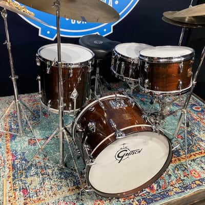 Gretsch Drum Kit, 20", 14", 12", 6x14" Early 1980s, Square Badge - Walnut image 1