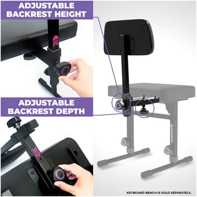 Liquid Stands Adjustable Backrest for Keyboard Bench - Compatible with MS1083 and MS1086 - Music Keyboard Bench Seat Accessory (Backrest Only) image 4
