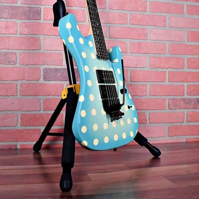 Original Vintage Kramer NightSwan Blue With White Polka Dots 1987-1988 Vivian Campbell image 11