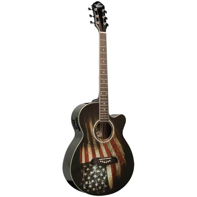 Oscar Schmidt OG10CE-FLAG American Flag Graphic image 2