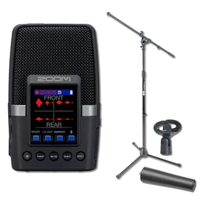 Zoom H2essential Multi-Mic Handy Recorder with MA-2 Tripod to Mic Stand Adapter and Euro Boom Microphone Stand image 1