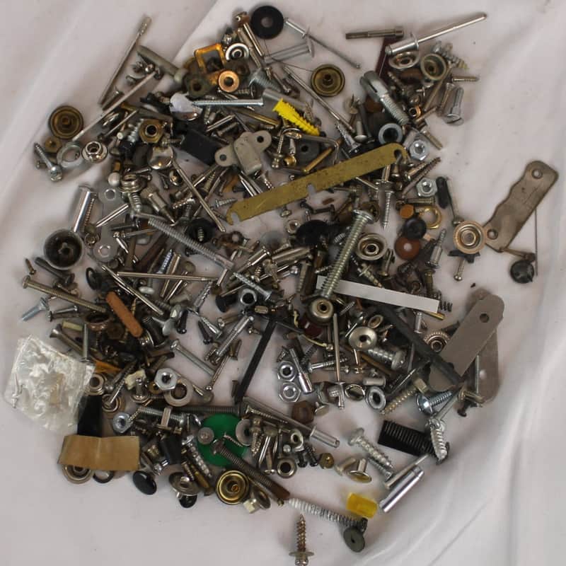 1lb Lot of Used Accordion Repair Parts - Screws, Pins, Hardware, Rivets, Hooks, T-Screw, Nails, Knob, Bracket, Spare Parts, Bits image 1