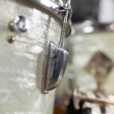 1950s 1960s Ludwig/WFL "Super Beat" White Marine Pearl Drum Kit image 5