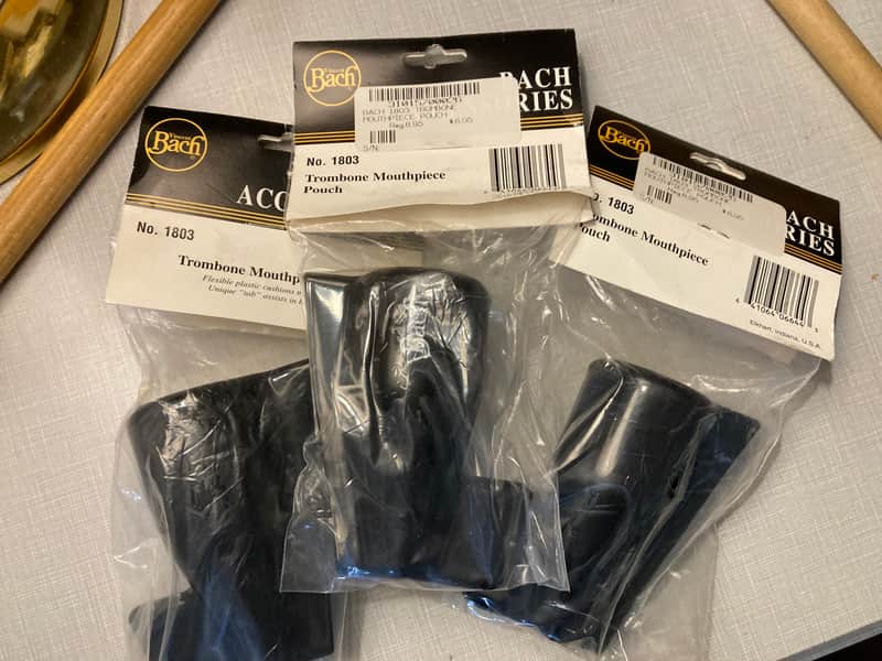NEW OLD STOCK (lot of 3) Bach 1803 TROMBONE Mouthpiece Pouch Rubber image 1