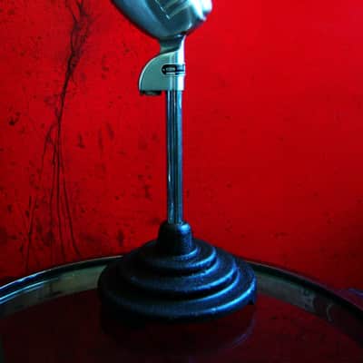 Vintage RARE 1940's Bud Radio Products 589 model microphone desk stand cast iron deco Atlas Shure image 6