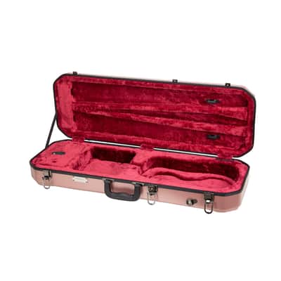Crossrock 4/4 size Violin Case | ABS Molded Hardshell with Interior Compartment, 2 Bow Holders, Security Lock, and Detachable Straps-Rose Gold image 7