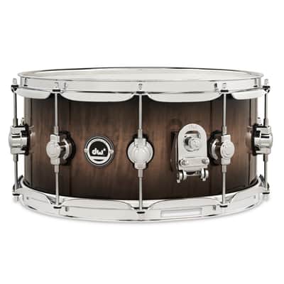 DW 6.5x14 DWe Candy Black Burst over Curly Maple Exotic Snare Drum image 2