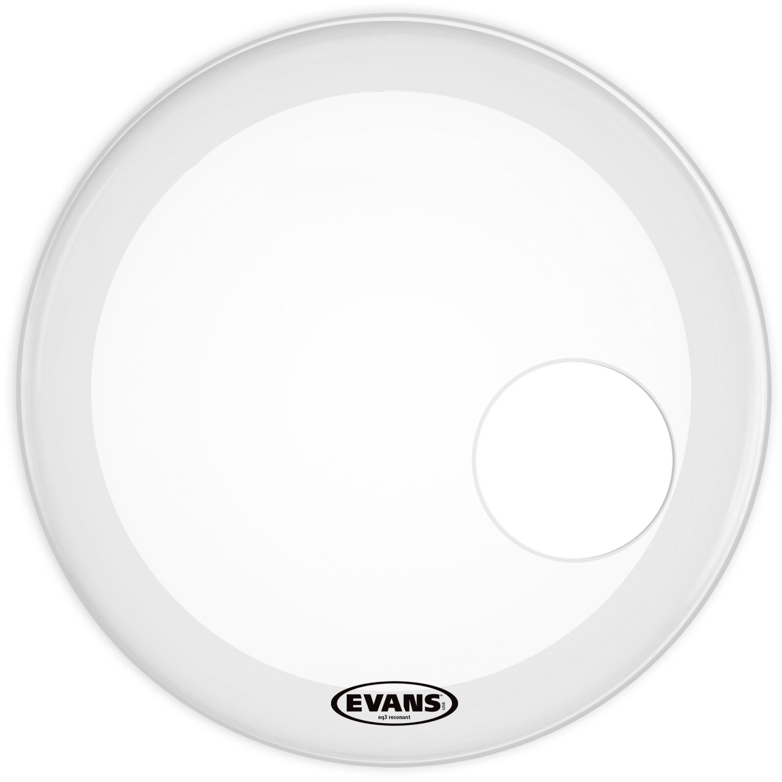 Evans 20" EQ3 Coated White Resonant Bass Drum Head USA BD20RGCW Ported/Port* — main photograph