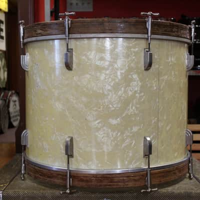 1950s Leedy 16x22 Bass Drum in White Marine Pearl image 5