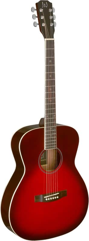 JN Guitars BES-A TRB Bessie Series Acoustic Auditorium, Solid Spruce Top, Trans Red image 1