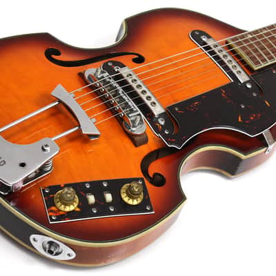1960's Conrad Violin Shaped Guitar Sunburst image 7