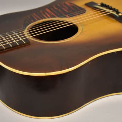 c. 1942 Gibson J-50/J-45 Jumbo Acoustic Banner Logo Refinished Sunburst w/HSC image 10