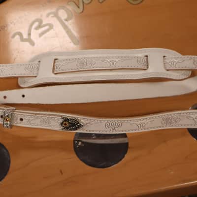 Gretsch Vintage Tooled Leather Guitar Strap, White (USED) image 1