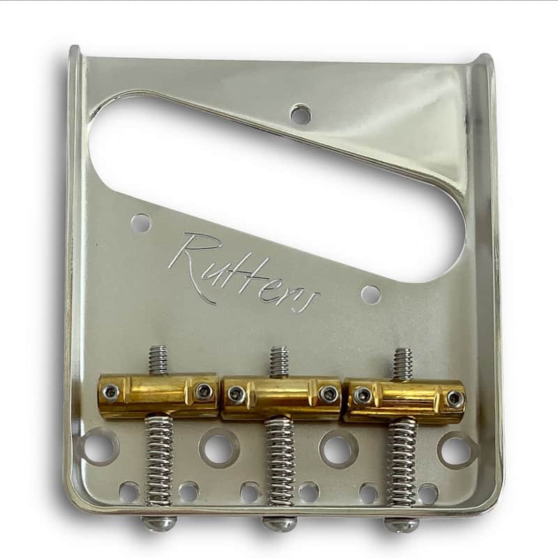 Rutters Nickel-Plated 464 Marine Brass Vintage Bridge Assembly for Telecaster, Brass Saddles image 1