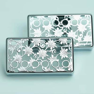 Chrome Leafs Top Guitar Hollowed Humbucker Pickups Covers, 50/52MM Spacing image 2