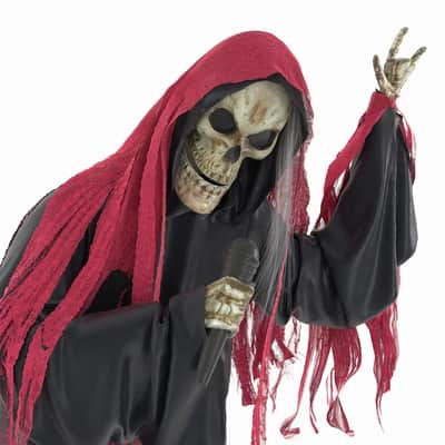 Life-Size 7FT Skeleton Reaper Singer – Halloween Animatronic Musician with Bluetooth & Sound Activation image 2