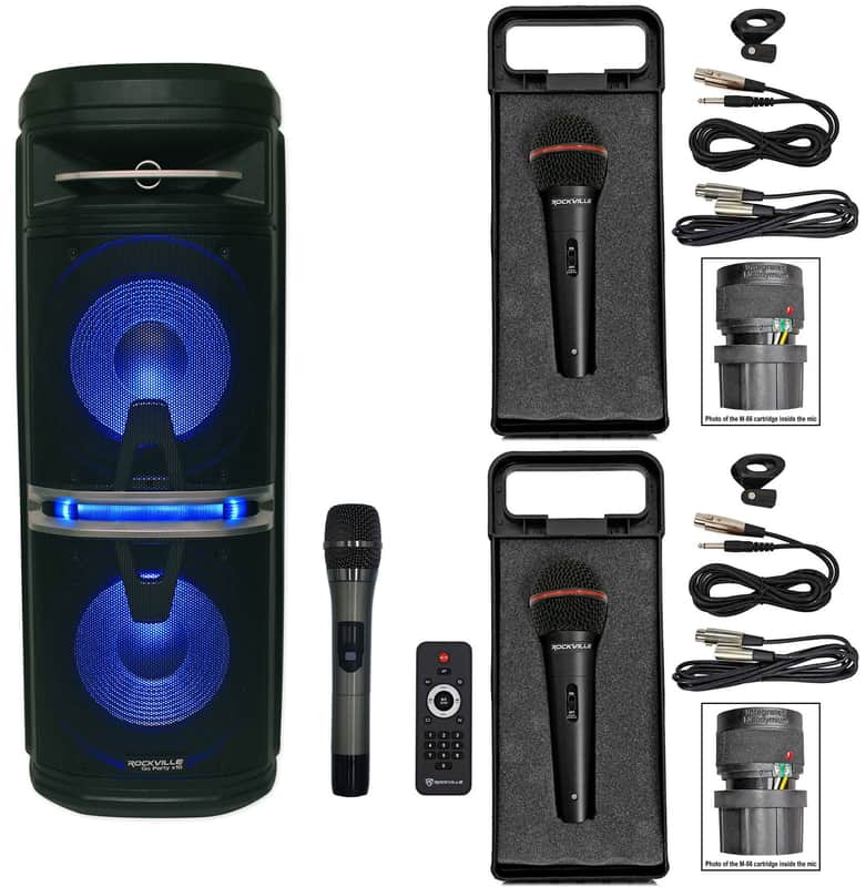Rockville Go Party X10 Dual 10" Rechargeable Karaoke Machine System + (3) Mics image 1