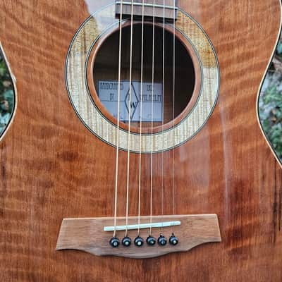 Wilhelm Guitars Curly Koa, Curly Sinker Redwood Small Jumbo Acoustic Guitar image 7