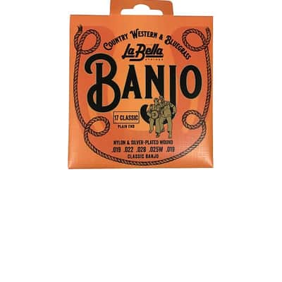 La Bella Banjo Strings  No. 17 Nylon & Silver Plated Wound Plain Ends 5-String