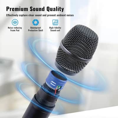 Microphone for Singing Wireless Microphone System Dual Professional Cordless Handheld Dynamic Mic Set for Home Karaoke Party Meeting Church DJ Wedding, 164ft Range image 3